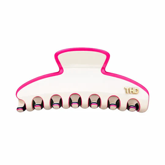 Classic Large Acetate Hair Claw - Vanilla Cream &Magenta