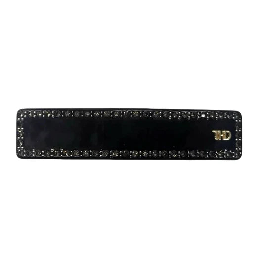 Acetate Barrette - Black with Crystals