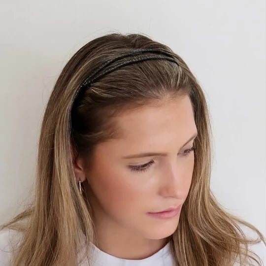 Acetate Lumiere & Crystals Headband - Black