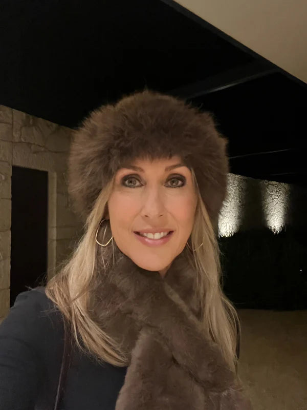 Faux Fur Peruvian Stole in Chocolate