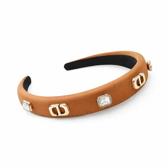 CD Metal Detail Headband in Tan