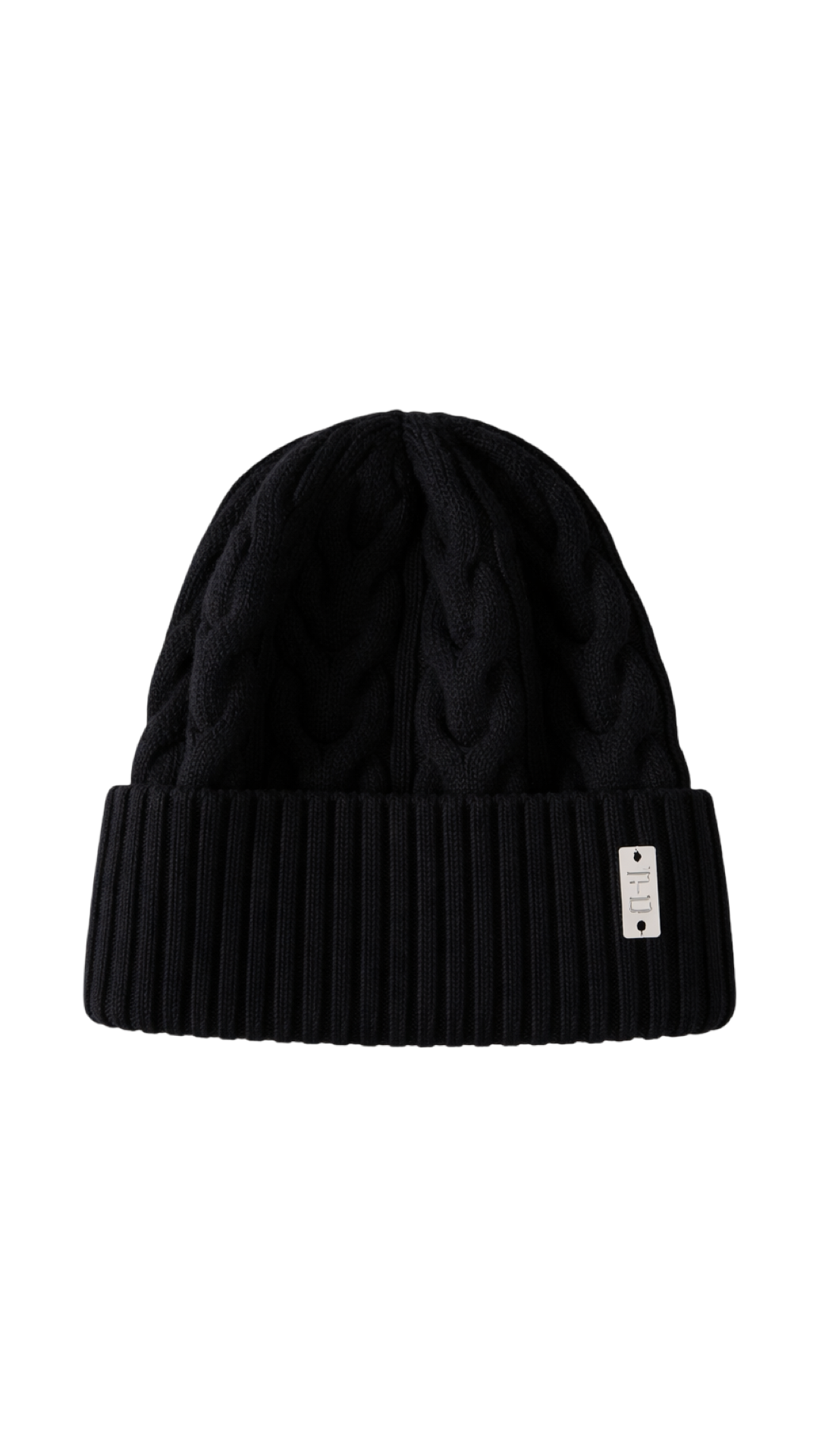 WS - Cable wool Knitted beanie -black Tania Hird Designs
