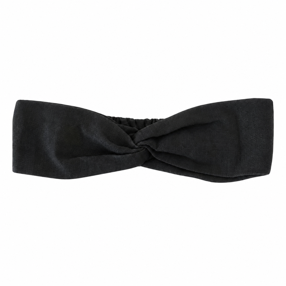 WS Linen Elastic Headband - Black - Hero