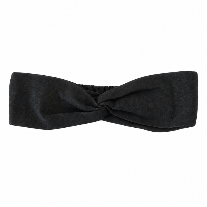 WS Linen Elastic Headband - Black - Hero