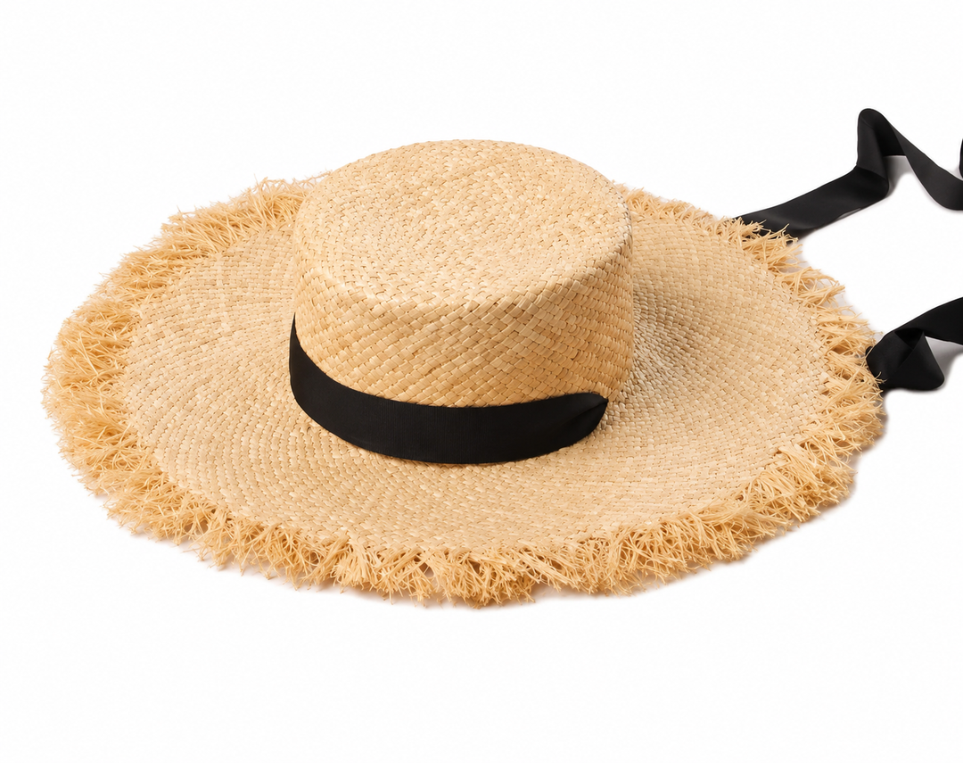 WS - Raffia Childrens Fraye Boater - Back Ribbon (4-8yrs)