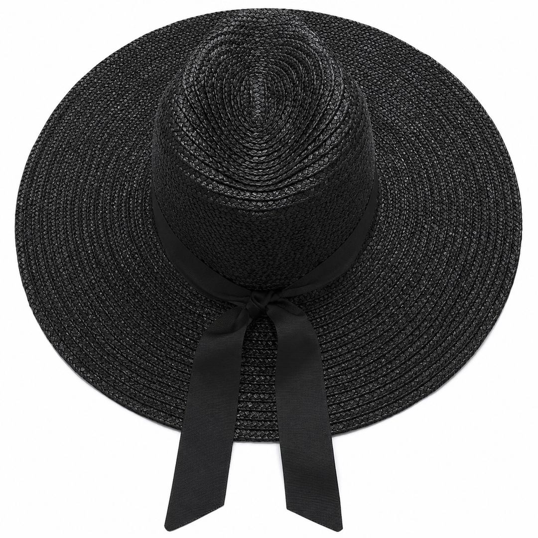 WS Straw Panama Ultrawide Brim - Black Straw - Hero
