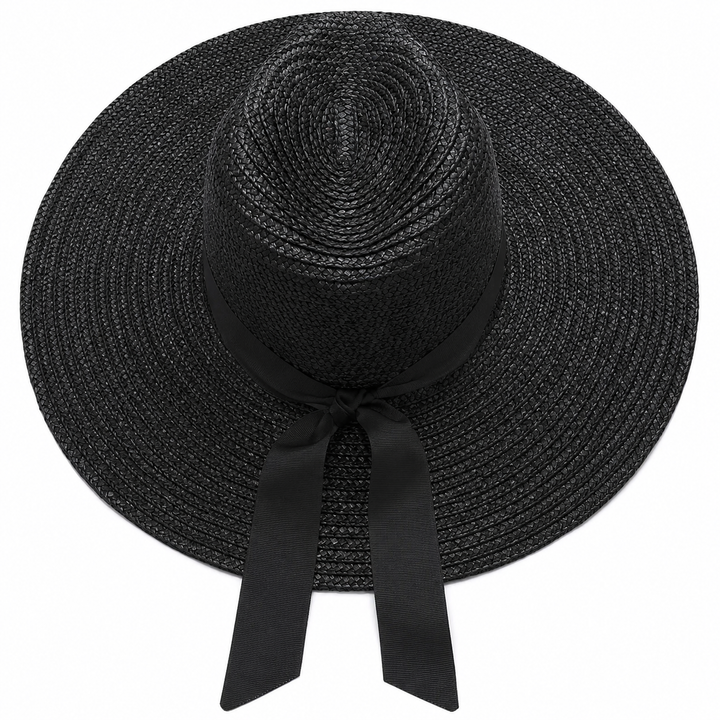 WS Straw Panama Ultrawide Brim - Black Straw - Hero