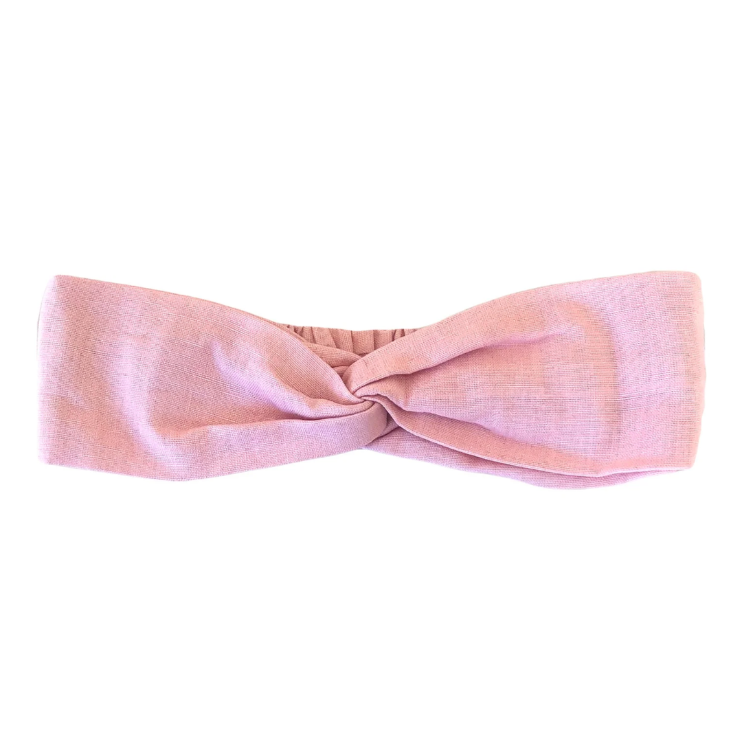 WS Linen Elastic Headband - Pink - Hero