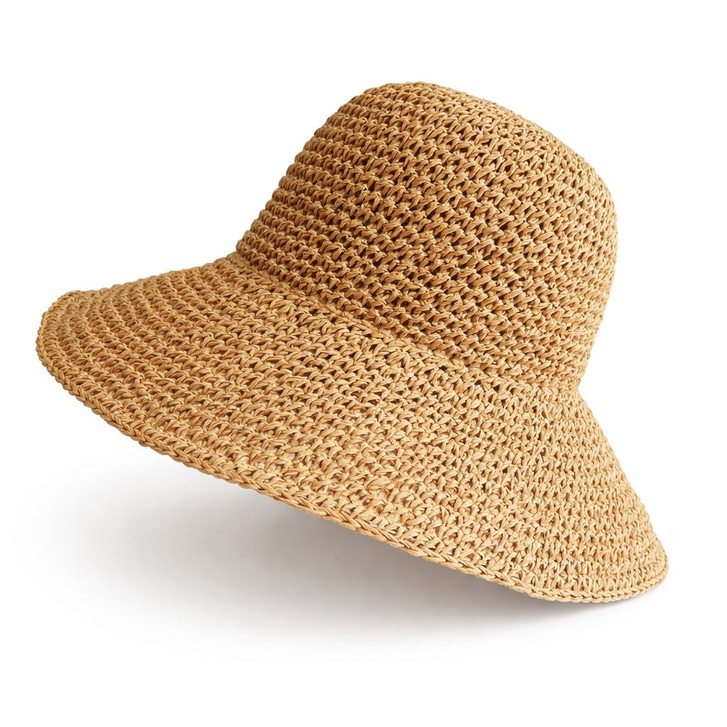 Woven Foldable Sunhat in Golden Straw