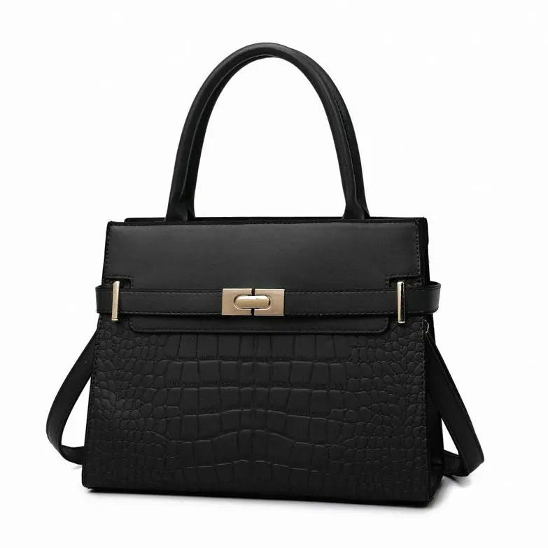 Alexandra Medium Vegan Croc Tote Bag - Black