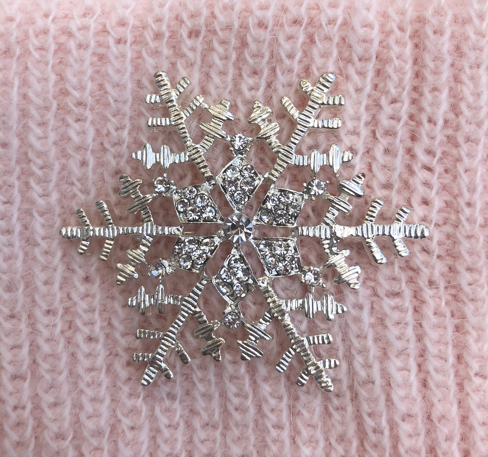 Angora Blend Beanie with SnowFlake- Pink