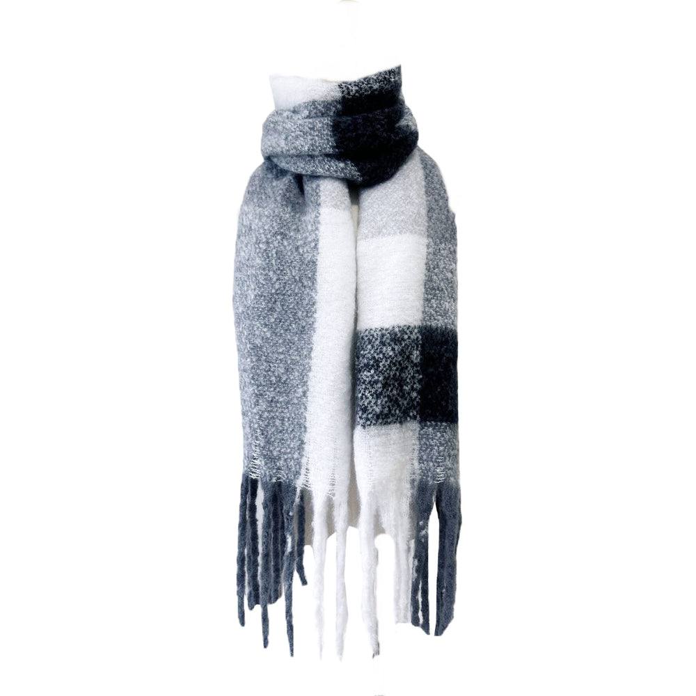 Ws - Oversized Cuddly Blanket Scarf - Blue