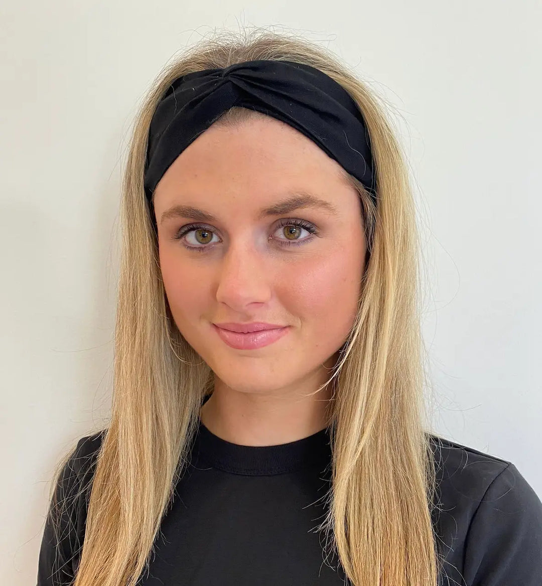 Headband - Linen Elastic headband in Black