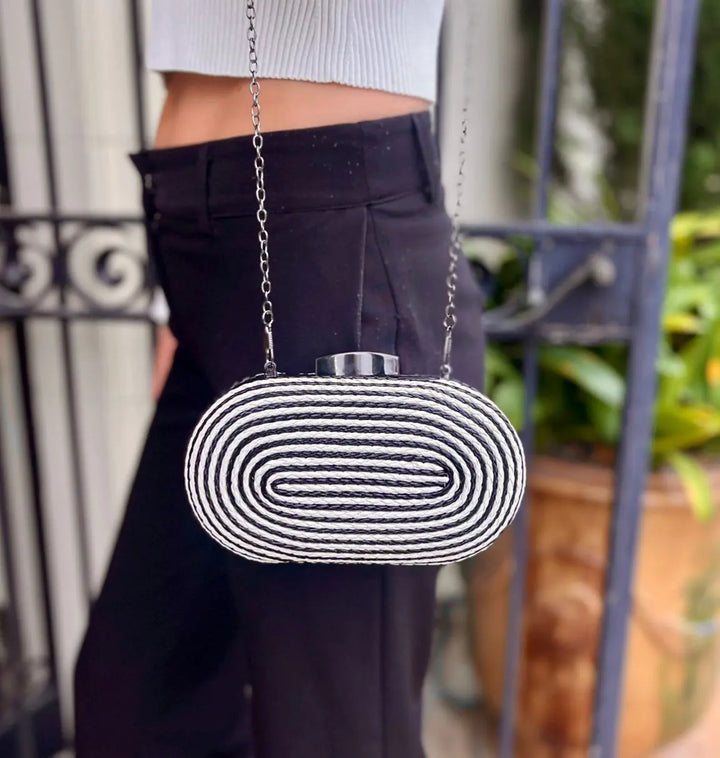 Felicity Coiled Rope Bag Black & White