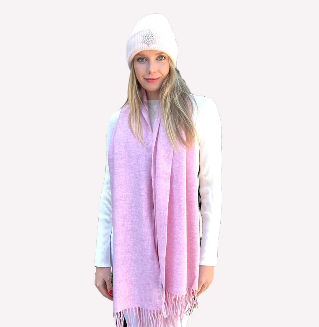 WS Wool Blanket Scarf - Pink - Pink - Hero