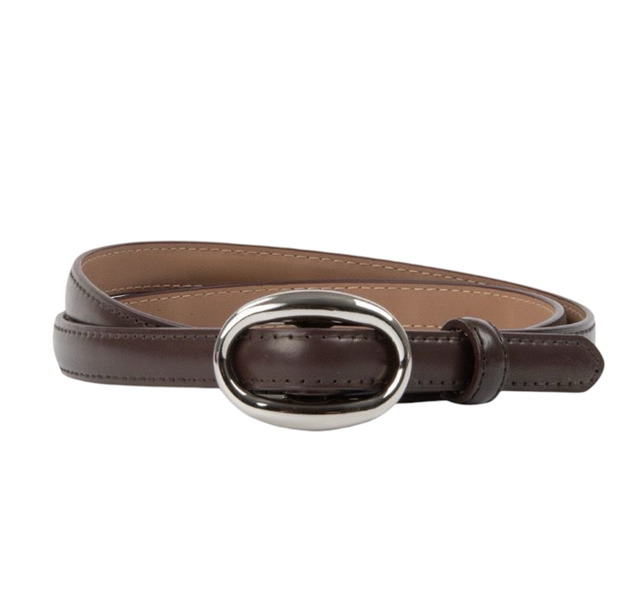 WS Chicago Leather Belt Silver 1.4cm - Brown - Hero