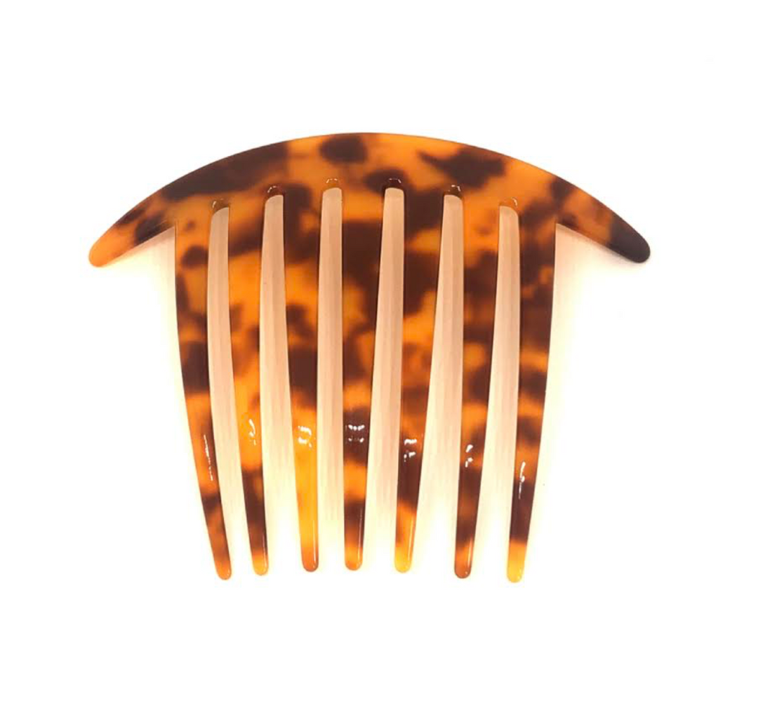 Acetate Pleat French roll hair comb in Classic Tortoise 2.6mm Tania Hird Designs