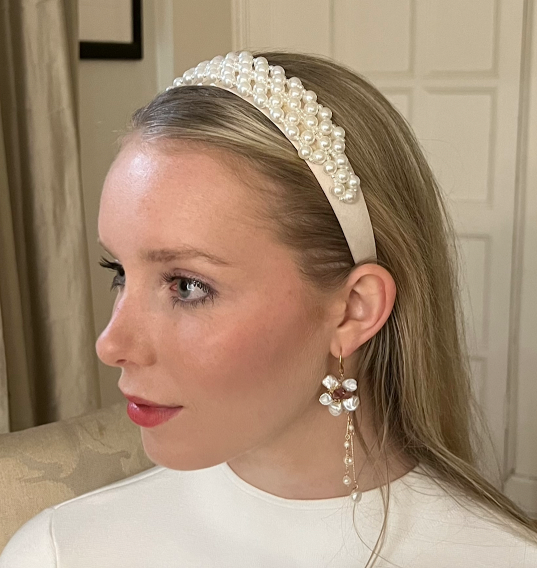 Premium Handmade Pearl & Nude Headband