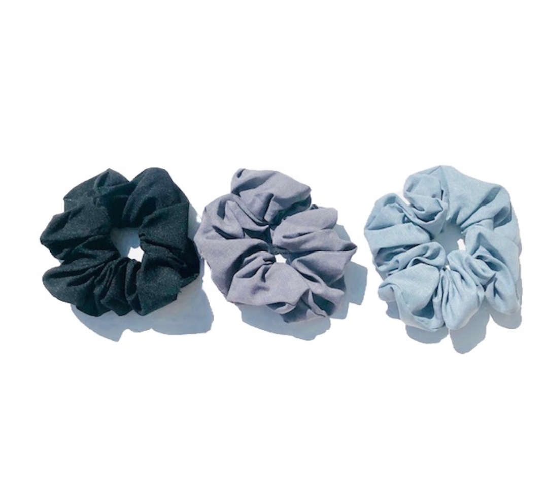 Volume Linen Scrunchy Pack in DGrey/Grey/Blue