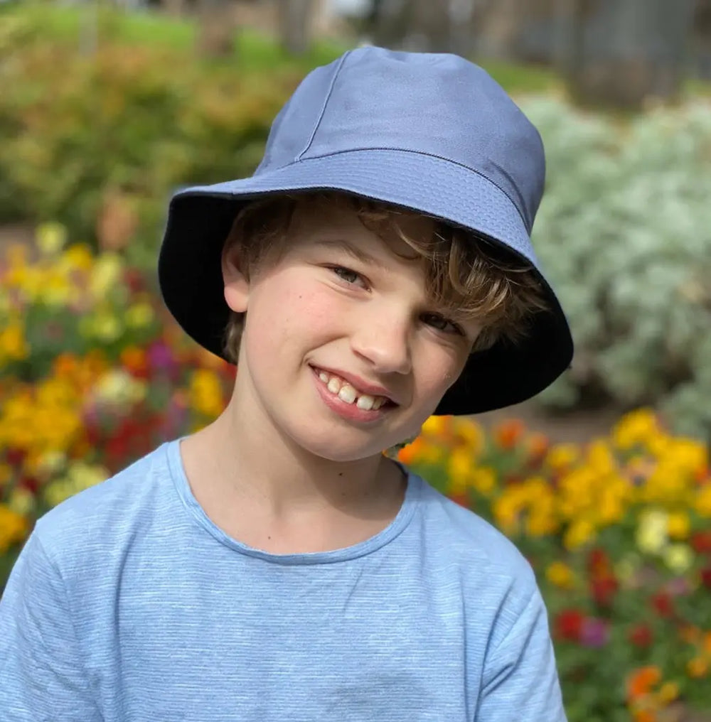 Bucket Hat - reversible- BlueGrey/Black 6-adult