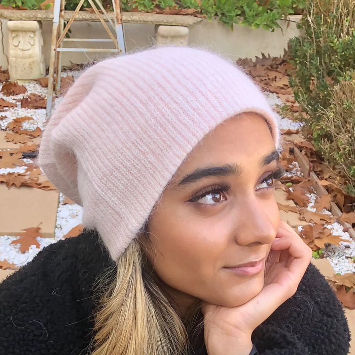 WS Angora Blend Slouch Beanie - Pink - Image 1