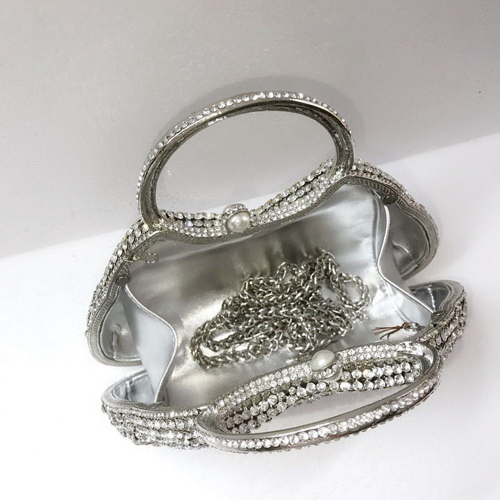 Cosette Diamond Handcrafted Clutch Bag - silver