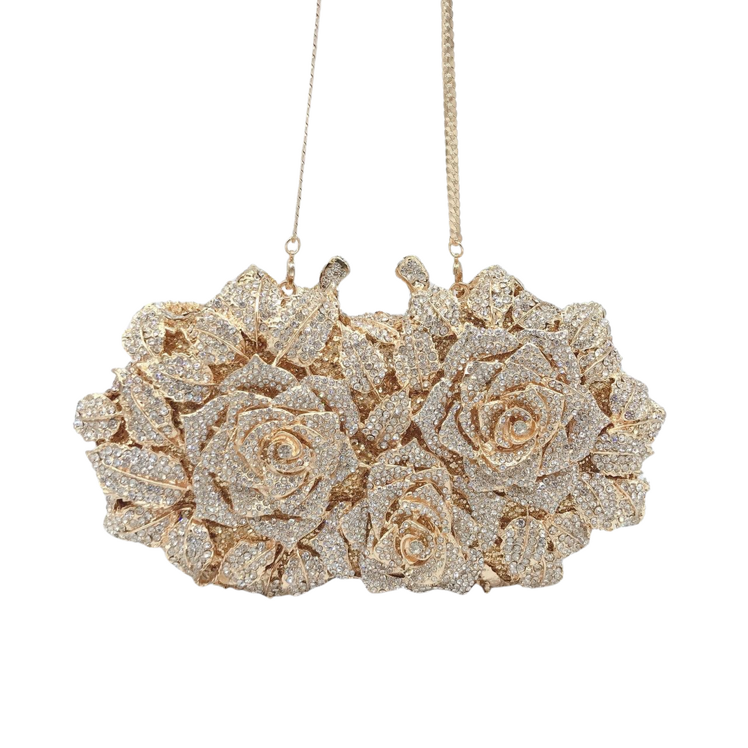 BellaRose diamond Gold Clutch Bag