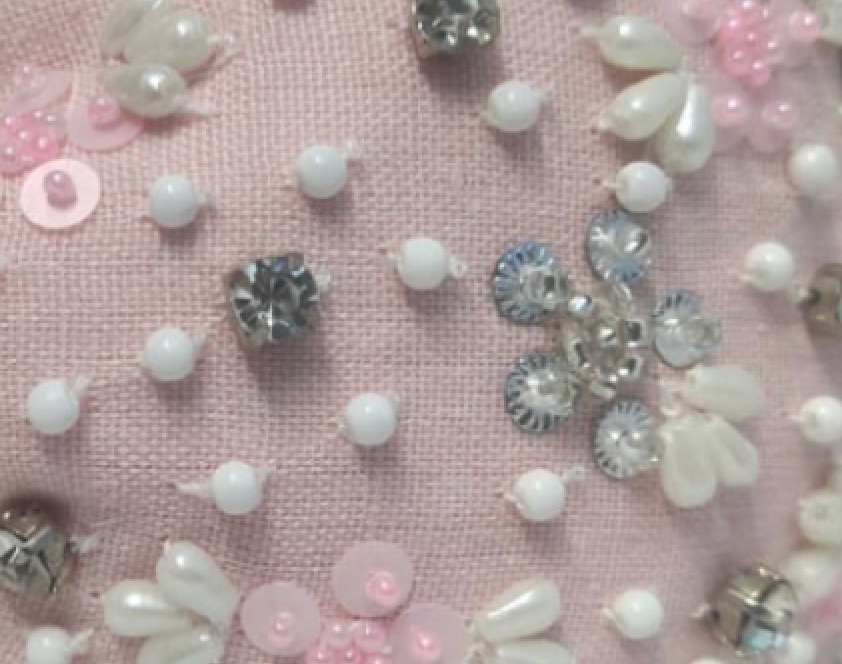 WS - Headband - Handbeaded 100% Linen Structured - Stephanie & Pink