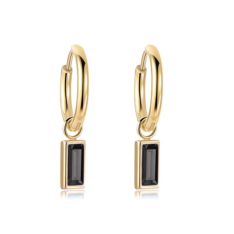 WS Baguette Huggies on Gold - Black