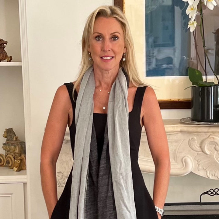 WS Scarf Unisex - Cashmere/ Mulberry Silk Scarf - JetBlack/Jetstream