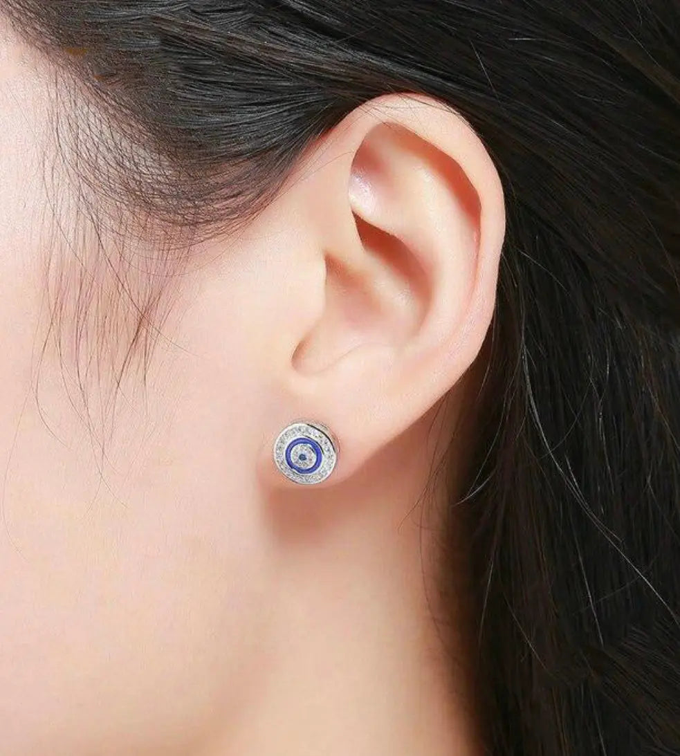 Evil Eye Sterling Silver Zirconia Earrings