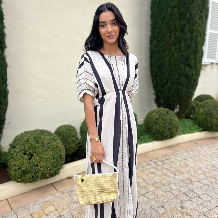 WS Bodicia - Coconut Fibre & White Cowhide Shoulder Bag - Image 3