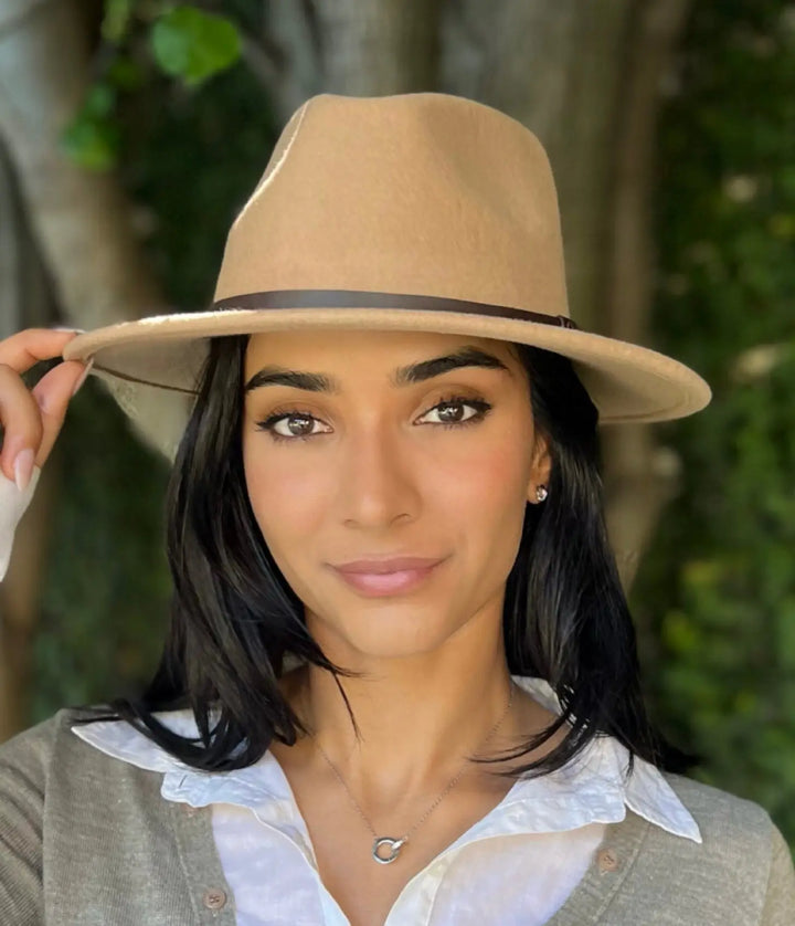 Premium 100% Australian Wool 6.5mm Fedora Oversized - camel