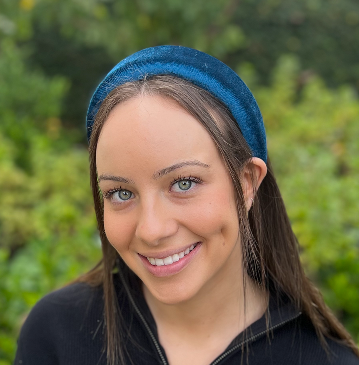 Padded Velvet Headband with in blue