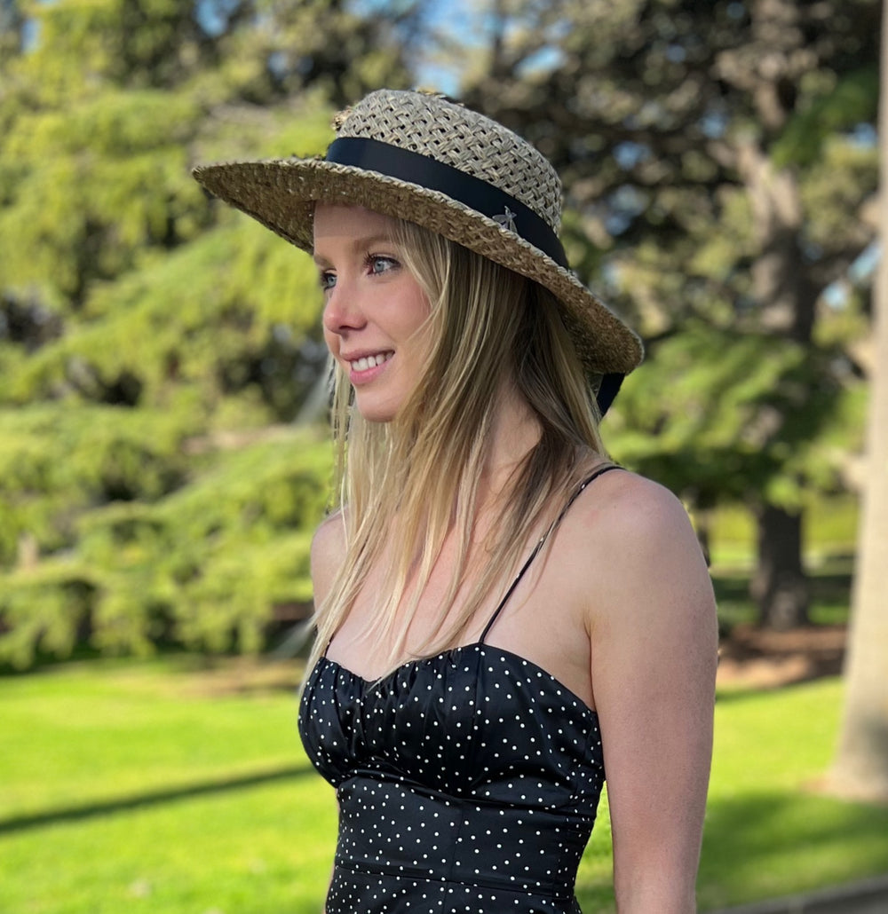 100% Seagrass Woven Boater & Ribbon