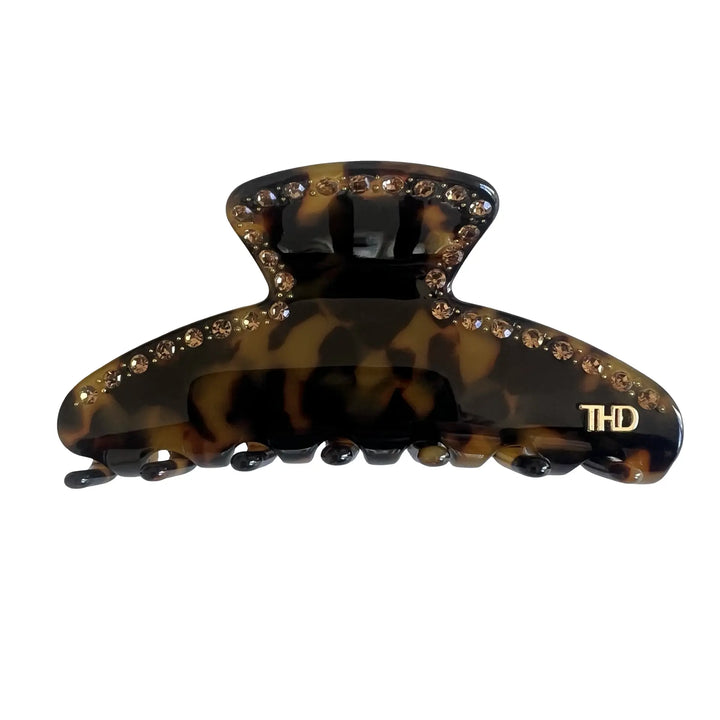 WS - Mary Large Acetate Hair Claw with Crystals - Gaia Tort