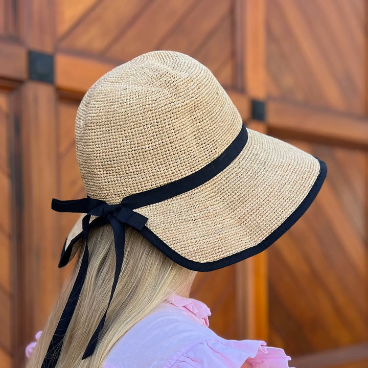 WS Eleanor Raffia Hat with Black Ribbon - Image 2