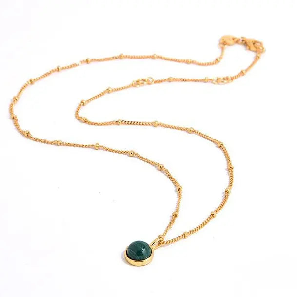 WS Lunar Necklace - green malacite and gold