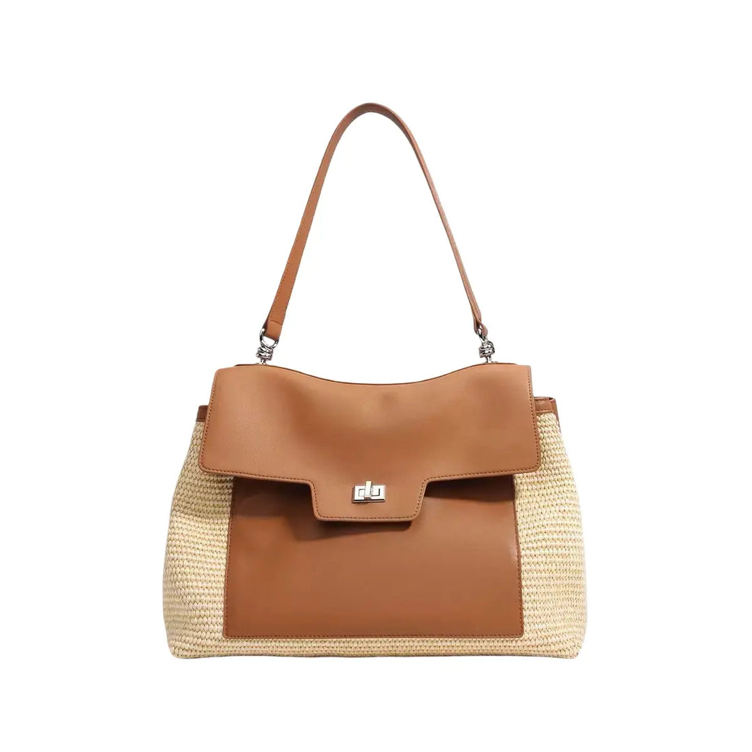 WS Lille Raffia and Cowhide bag - Tan