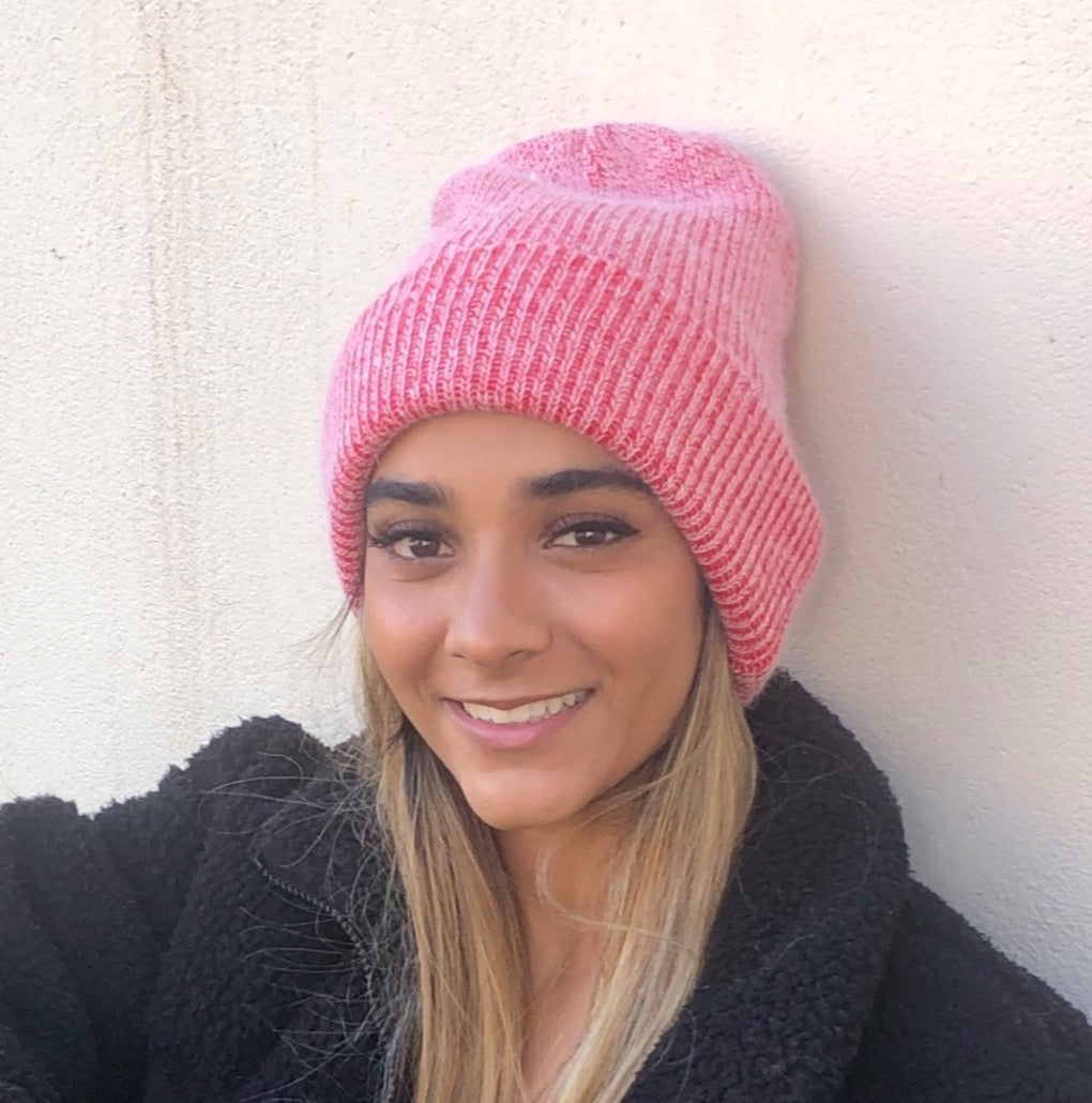 Angora Blend Slouch beanie- Red