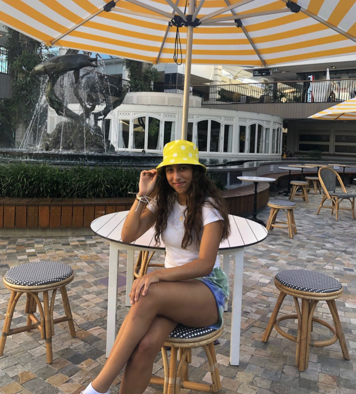 Bucket Hat - reversible- Yellow daisy/Yellow 6-adult