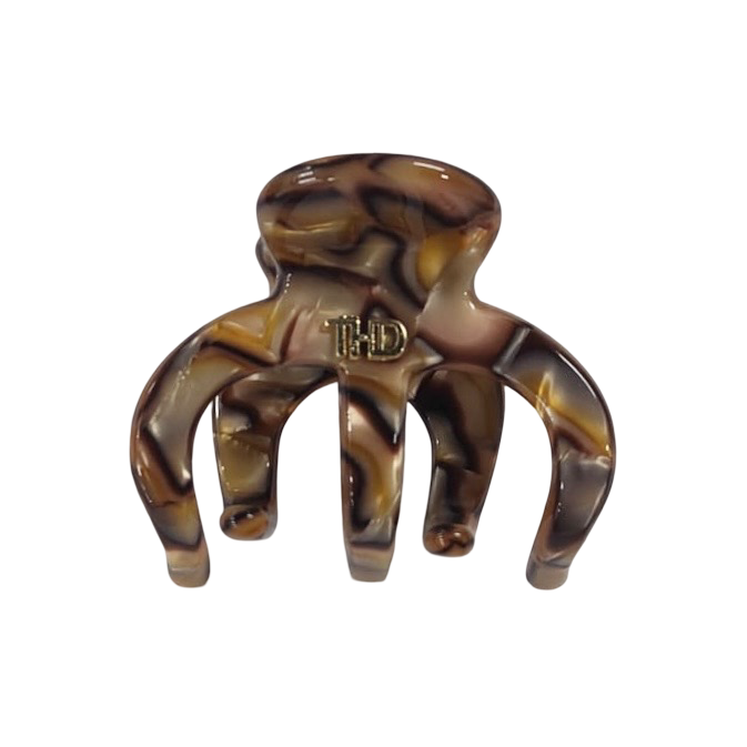 Medium Octopus Hair Claw -  Gold/ Brown Marble