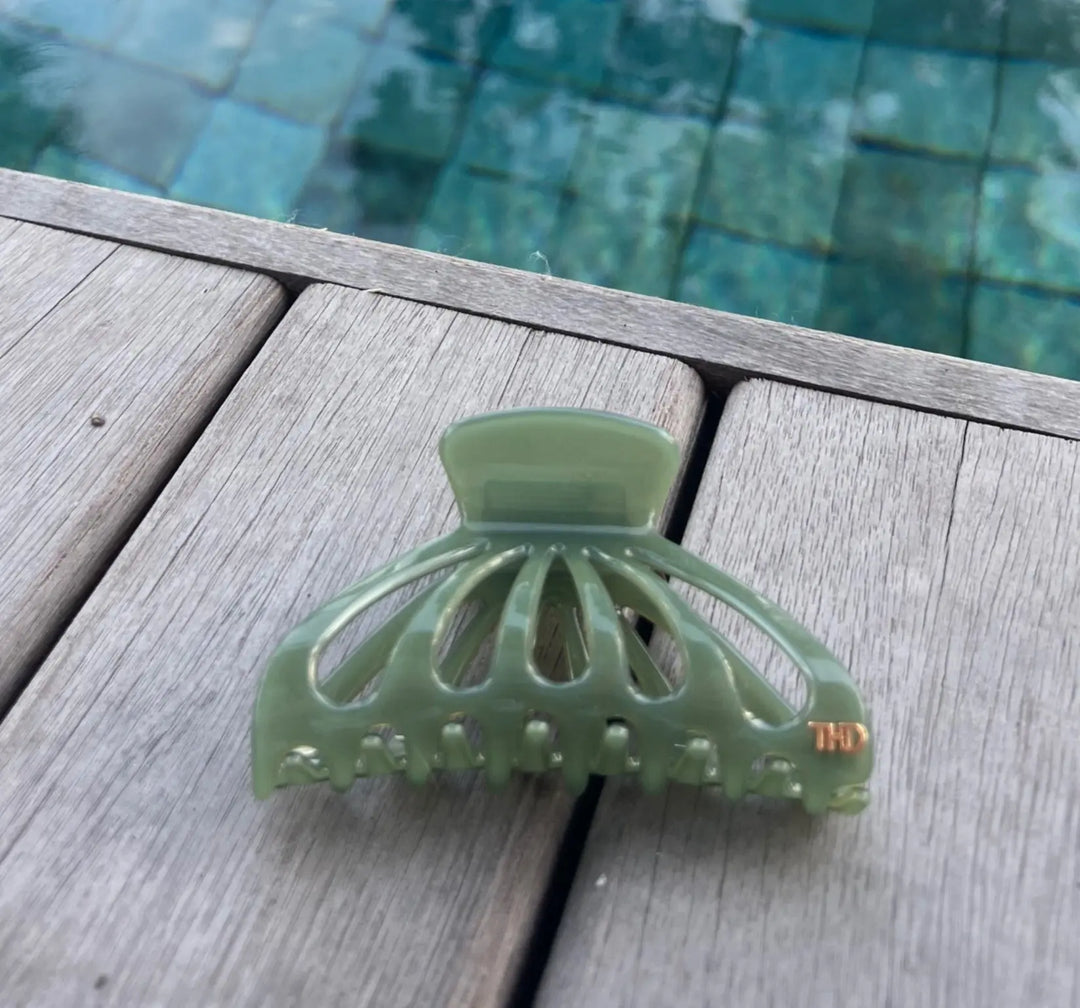 Large Hair claw with Cutouts in Sage