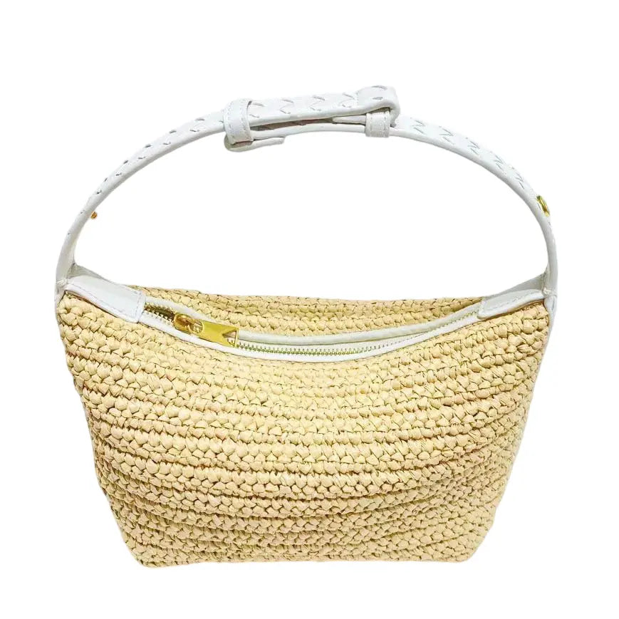 WS Bodicia - Coconut Fibre & White Cowhide Shoulder Bag