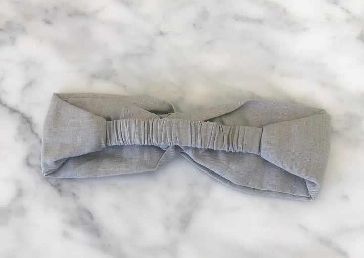 Headband - Linen Elastic headband in French Grey