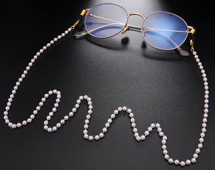 Glasses / Sunglasses Chain Pearl & silver