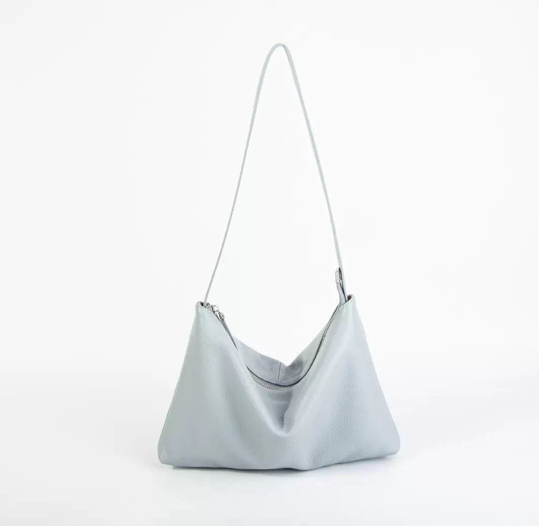 WS Seattle cowhide shoulder bag in Blue grey Tania Hird Designs
