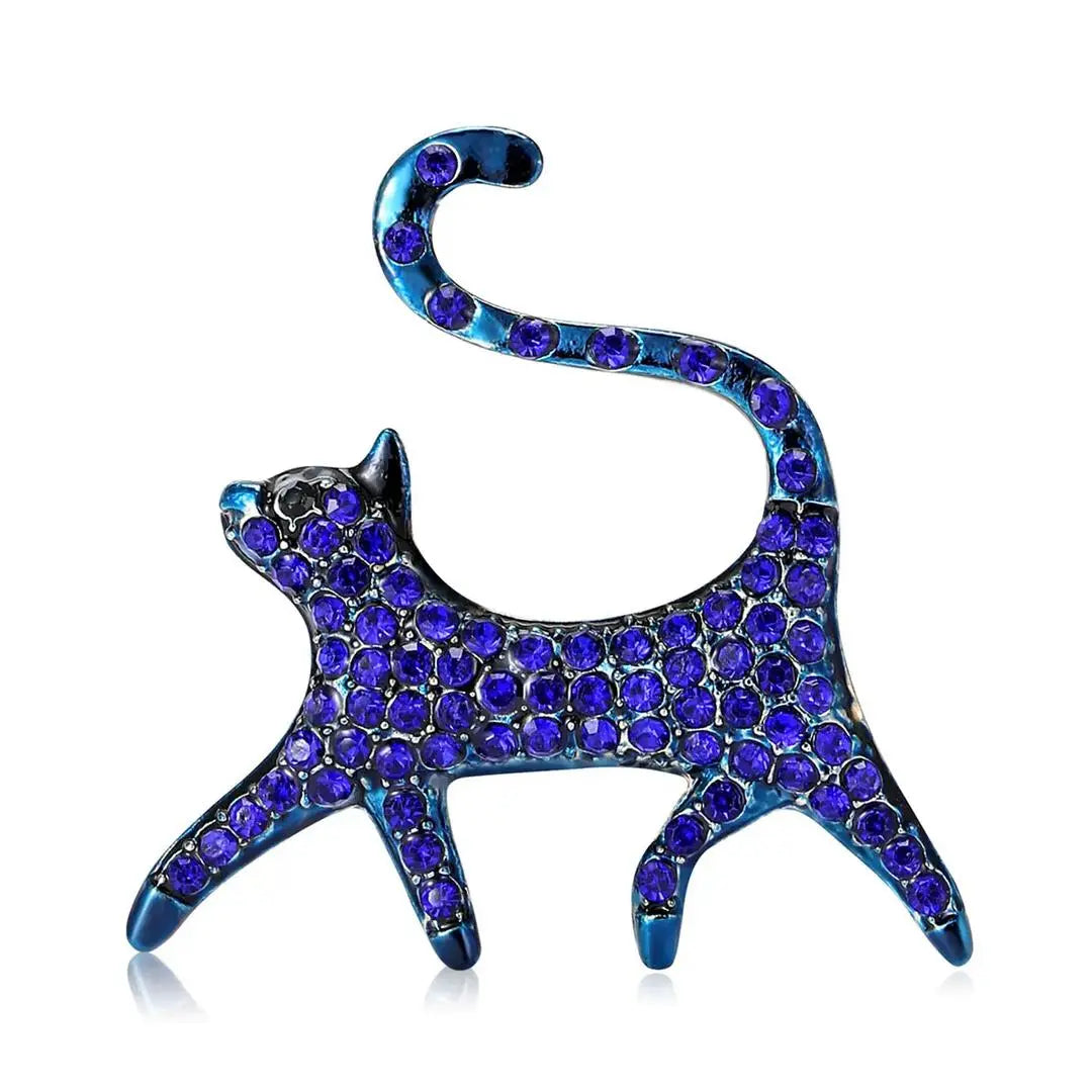 Midnight cat Brooch - Blue