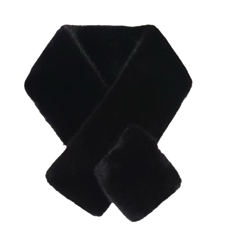 Faux Fur Peruvian stole -  Black
