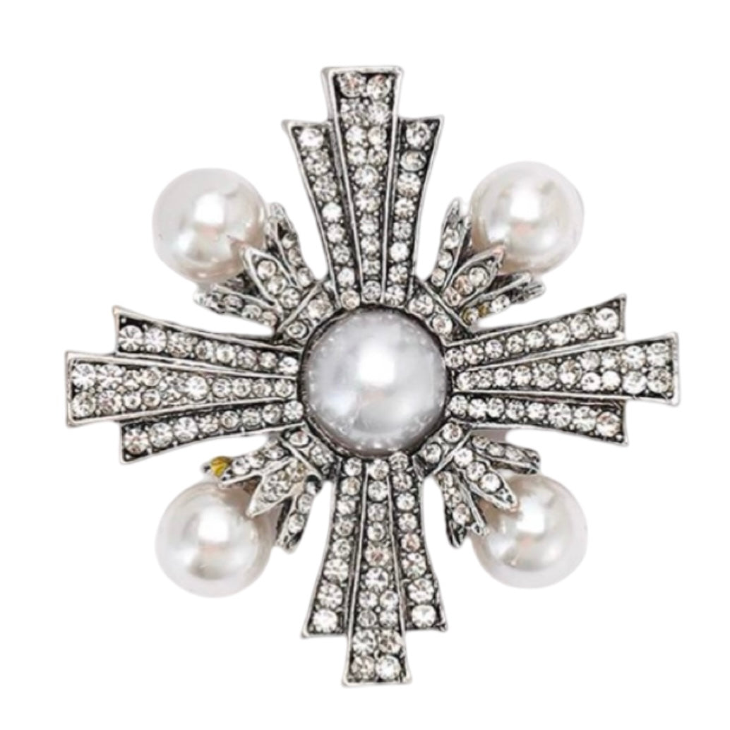 WS Brooch - Victoria Cross Pearl & Siver